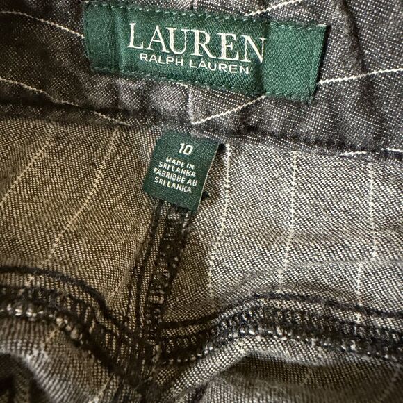 Lauren Ralph Lauren Pin Stripe Wide Leg Jeans Denim Pants Gray White 10 bv - Picture 7 of 7